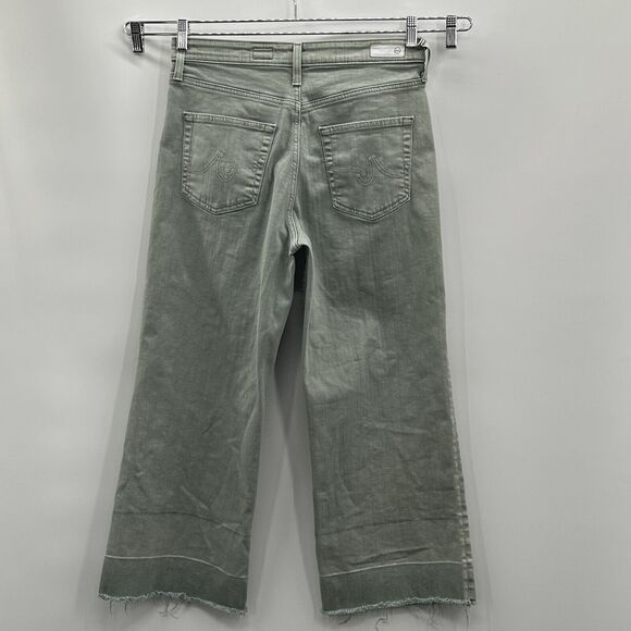 AG The Etta High Waisted‎ Wide Leg Crop Jeans Women’s 31 (32/25) Sage Green - Picture 6 of 12
